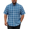 image:imageCOOFANDY Mens Big and Tall Shirts Short Sleeve Casual Button Down Plaid Shirt Wrinkle Free Dress Shirt with PocketGrey Bluewhite
