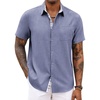 image:imageCOOFANDY Mens Button Down Shirts Short Sleeve Casual Summer Beach Vacation Wedding Shirt with PocketBlue Grey