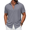 image:imageCOOFANDY Mens Button Down Short Sleeve Shirts Casual Summer Vacation Shirts Linen Beach Wedding ShirtBlue Violet