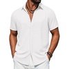 image:imageCOOFANDY Mens Button Down Short Sleeve Shirts Casual Summer Vacation Shirts Linen Beach Wedding ShirtWhite
