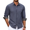 image:imageCOOFANDY Mens Casual Button Down Shirts Long Sleeve Fall Shirt Untucked Dress Shirts for Men01navy Blue