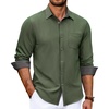 image:imageCOOFANDY Mens Casual Button Down Shirts Long Sleeve Fall Shirt Untucked Dress Shirts for MenArmy Green
