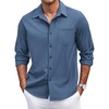 image:imageCOOFANDY Mens Casual Button Down Shirts Long Sleeve Untucked Shirts Regular Fit Linen ShirtDenim Blue