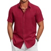 image:imageCOOFANDY Mens Casual Button Down Shirts Short Sleeve Summer Beach Textured ShirtsWine Red