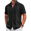 image:imageCOOFANDY Mens Cuban Guayabera Shirts Button Down Short Sleeve Shirt Casual Linen Summer Beach ShirtsBlack