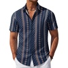 3-navy Blue Retro Cuban Pattern