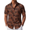 image:imageCOOFANDY Mens Hawaiian Shirt Short Sleeve Button Down Beach Vacation Shirt Retro Summer Tropical ShirtsBrown Floral Bloom