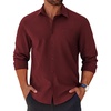 image:imageCOOFANDY Mens Long Sleeve Button Down Shirts Casual Untucked Shirts for Men Dress Shirts Beach Wedding ShirtsDark Red
