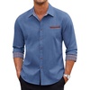 image:imageCOOFANDY Mens Long Sleeve Casual Button Down Shirts Untucked Shirts Plaid Collar Vintage Denim ShirtBlue