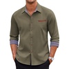 image:imageCOOFANDY Mens Long Sleeve Casual Button Down Shirts Untucked Shirts Plaid Collar Vintage Denim ShirtType 01  Army Green