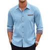 image:imageCOOFANDY Mens Long Sleeve Casual Button Down Shirts Untucked Shirts Plaid Collar Vintage Denim ShirtType 01  Chambray