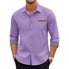image:imageCOOFANDY Mens Long Sleeve Casual Button Down Shirts Untucked Shirts Plaid Collar Vintage Denim ShirtType 01  Purple