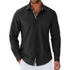 image:imageCOOFANDY Mens Long Sleeve Casual Button Down Shirts Untucked Shirts for Men Regular Fit Dress Shirt01black
