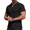 image:imageCOOFANDY Mens Muscle Fit Dress Shirts Stretch Wrinkle Free Short Sleeve Button Down Shirt Casual Solid Untucked Shirt01black
