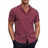 image:imageCOOFANDY Mens Short Sleeve Button Down Shirts Wrinkle Free Dress Shirts Casual Polka Dot Print Shirt with PocketWine Redsquare