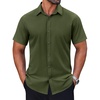 image:imageCOOFANDY Mens Short Sleeve Dress Shirts Stretch Wrinkle Free Untucked Casual Button Down ShirtArmy Green