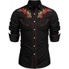 image:imageCOOFANDY Mens Western Cowboy Shirt Embroidered Button Down Long Sleeve ShirtsCotton  Blackred Flower
