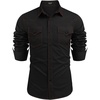 image:imageCOOFANDY Mens Western Cowboy Shirts Long Sleeve Cotton Casual Button Down Work Shirt with PocketsBlack  Red