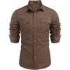 image:imageCOOFANDY Mens Western Cowboy Shirts Long Sleeve Cotton Casual Button Down Work Shirt with PocketsBrown  Black