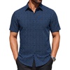 image:imageCOOFANDY Mens Wrinkle Free Dress Shirt Polka Dot Short Sleeve Button Down Business Casual ShirtsNavy Bluetriangle Arrow