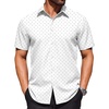 image:imageCOOFANDY Mens Wrinkle Free Dress Shirt Polka Dot Short Sleeve Button Down Business Casual ShirtsWhite  Arcshaped