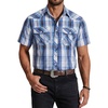 image:imageCOOFANDY Western Shirts for Mens Cowboy Shirt Short Sleeve Button Down Shirt Casual Work Shirts PlaidBlue white khaki Plaid
