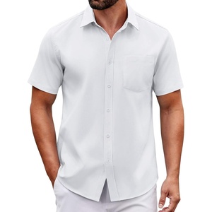 image:imageCOOFANDY Men Button Down Shirt Short Sleeve Casual Shirts Printed Dress Shirt with PocketAwhite