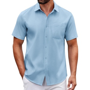 image:imageCOOFANDY Men Button Down Shirt Short Sleeve Casual Shirts Printed Dress Shirt with PocketBlue