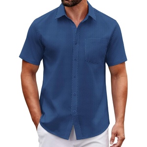 image:imageCOOFANDY Men Button Down Shirt Short Sleeve Casual Shirts Printed Dress Shirt with PocketBlue White Star