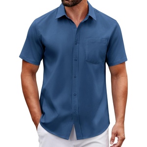 image:imageCOOFANDY Men Button Down Shirt Short Sleeve Casual Shirts Printed Dress Shirt with PocketNavy Blue