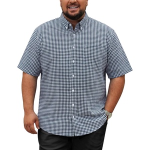 image:imageCOOFANDY Mens Big and Tall Shirts Short Sleeve Casual Button Down Plaid Shirt Wrinkle Free Dress Shirt with PocketBlackwhite