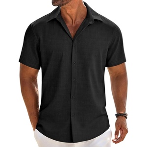 image:imageCOOFANDY Mens Button Down Short Sleeve Shirt Casual Beach Linen Shirts Wedding Summer Vacation ShirtBlack
