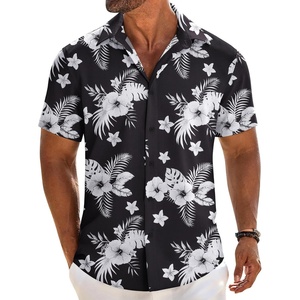 image:imageCOOFANDY Mens Button Down Short Sleeve Shirt Casual Beach Linen Shirts Wedding Summer Vacation ShirtBlack Whiteflower