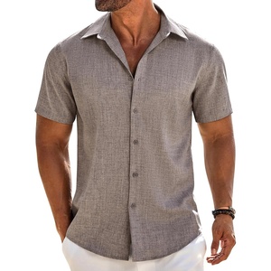 image:imageCOOFANDY Mens Button Down Short Sleeve Shirt Casual Beach Linen Shirts Wedding Summer Vacation ShirtBrown