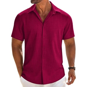 image:imageCOOFANDY Mens Button Down Short Sleeve Shirt Casual Beach Linen Shirts Wedding Summer Vacation ShirtBurgundy