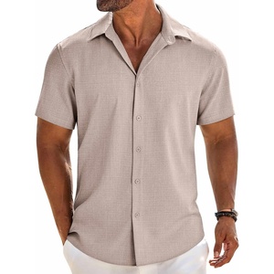 image:imageCOOFANDY Mens Button Down Short Sleeve Shirt Casual Beach Linen Shirts Wedding Summer Vacation ShirtKhaki
