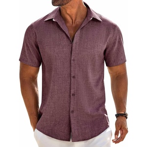 image:imageCOOFANDY Mens Button Down Short Sleeve Shirt Casual Beach Linen Shirts Wedding Summer Vacation ShirtWine Red