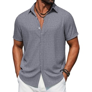 image:imageCOOFANDY Mens Button Down Short Sleeve Shirts Casual Summer Vacation Shirts Linen Beach Wedding ShirtBlue Violet