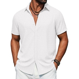 image:imageCOOFANDY Mens Button Down Short Sleeve Shirts Casual Summer Vacation Shirts Linen Beach Wedding ShirtWhite