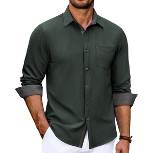 image:imageCOOFANDY Mens Casual Button Down Shirts Long Sleeve Fall Shirt Untucked Dress Shirts for MenDark Green
