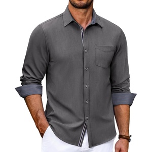 image:imageCOOFANDY Mens Casual Button Down Shirts Long Sleeve Fall Shirt Untucked Dress Shirts for MenDark Grey