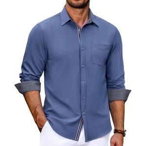 image:imageCOOFANDY Mens Casual Button Down Shirts Long Sleeve Fall Shirt Untucked Dress Shirts for MenDenim Blue