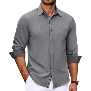 image:imageCOOFANDY Mens Casual Button Down Shirts Long Sleeve Fall Shirt Untucked Dress Shirts for MenLight Grey