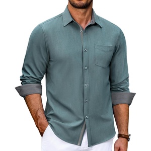 image:imageCOOFANDY Mens Casual Button Down Shirts Long Sleeve Fall Shirt Untucked Dress Shirts for MenStone Blue