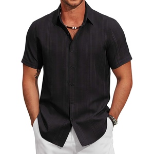 image:imageCOOFANDY Mens Casual Button Down Shirts Short Sleeve Summer Beach Textured ShirtsBlack