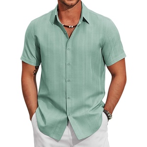 image:imageCOOFANDY Mens Casual Button Down Shirts Short Sleeve Summer Beach Textured ShirtsIce Green