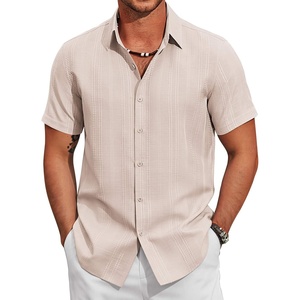 image:imageCOOFANDY Mens Casual Button Down Shirts Short Sleeve Summer Beach Textured ShirtsLight Moon Grey