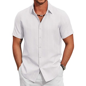 image:imageCOOFANDY Mens Casual Button Down Shirts Short Sleeve Summer Beach Textured ShirtsWhite