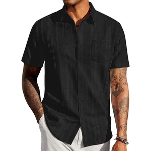 image:imageCOOFANDY Mens Casual Button Down Shirts Short Sleeve Textured Shirt Summer Beach Shirts with PocketAll Black