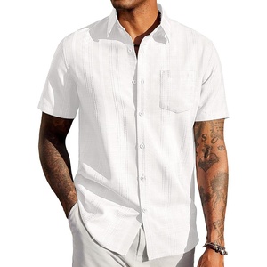 image:imageCOOFANDY Mens Casual Button Down Shirts Short Sleeve Textured Shirt Summer Beach Shirts with PocketAll White